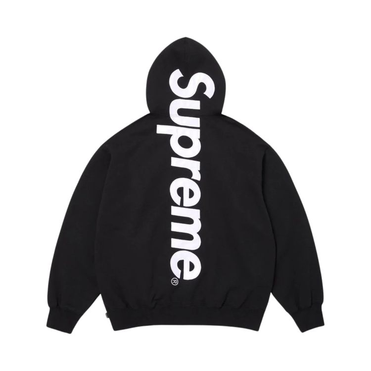 Supreme Satin Applique Hooded Sweatshirt Black
