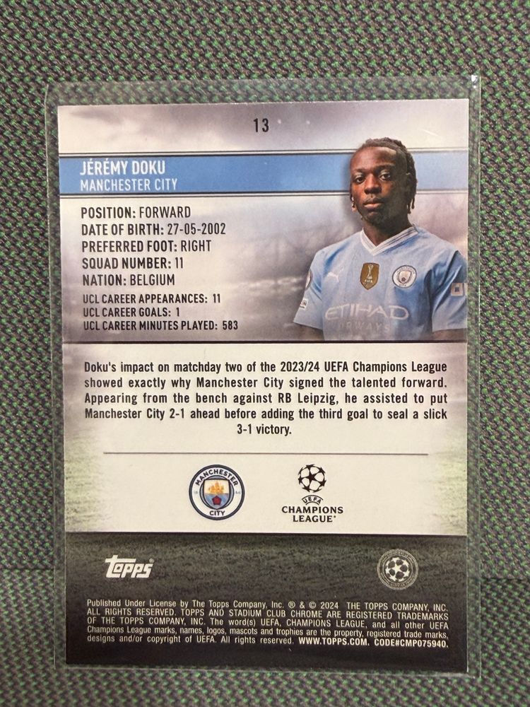 Jeremy Doku Stadium Chrome 089/250 image 2