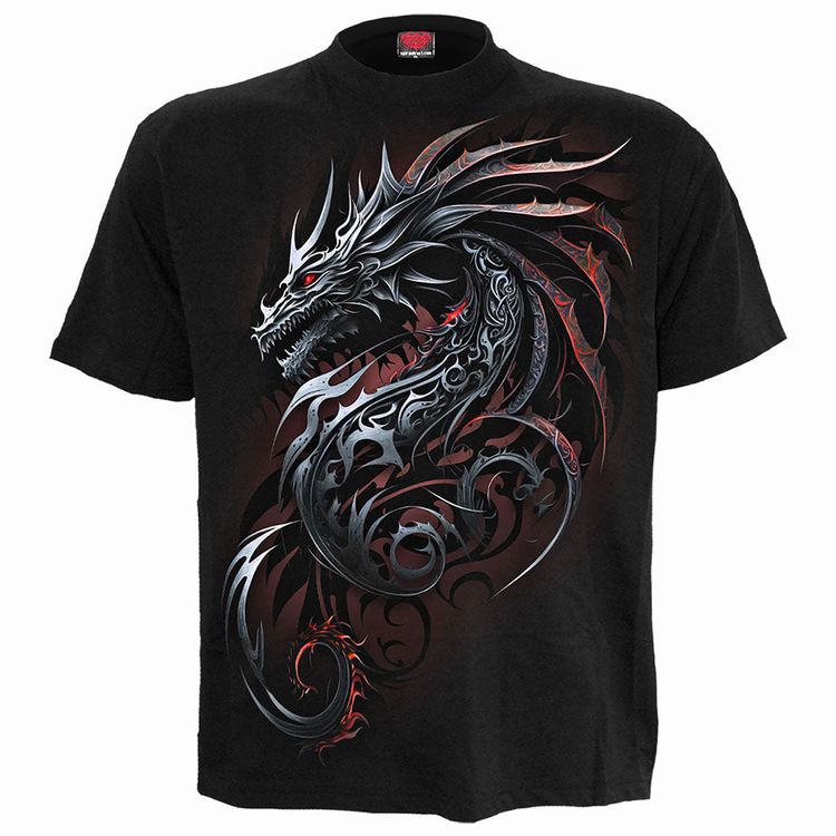 Spiral - DRAGON SHARDS - Front Print T-Shirt Black image 3