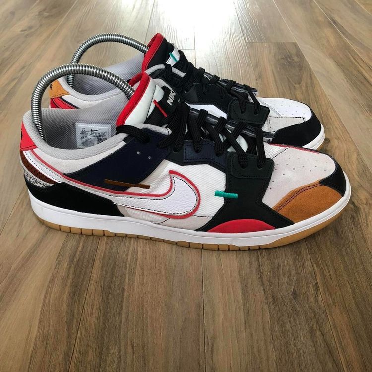 *RETRO* Nike Dunk Low PRM Scrap ‘Mismatched Red’, UK12 ,White Black Red Brown image 3