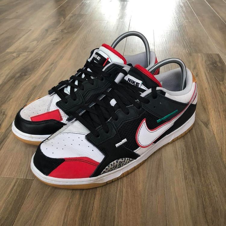 *RETRO* Nike Dunk Low PRM Scrap ‘Mismatched Red’, UK12 ,White Black Red Brown image 2