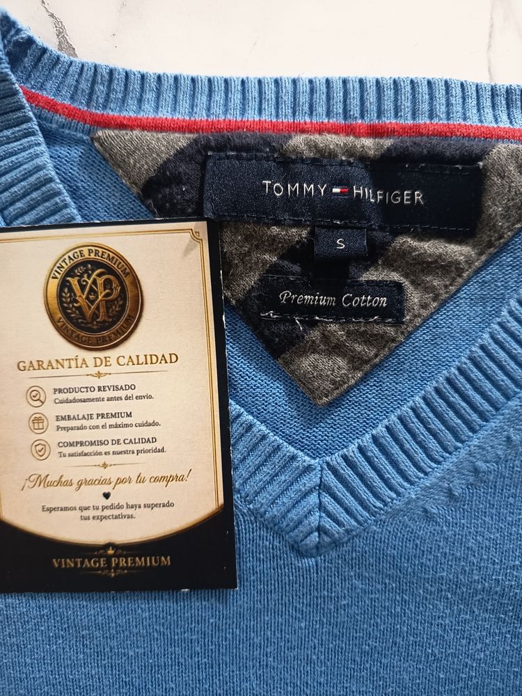 Tommy Hilfiger Blue V-Neck Sweater image 4