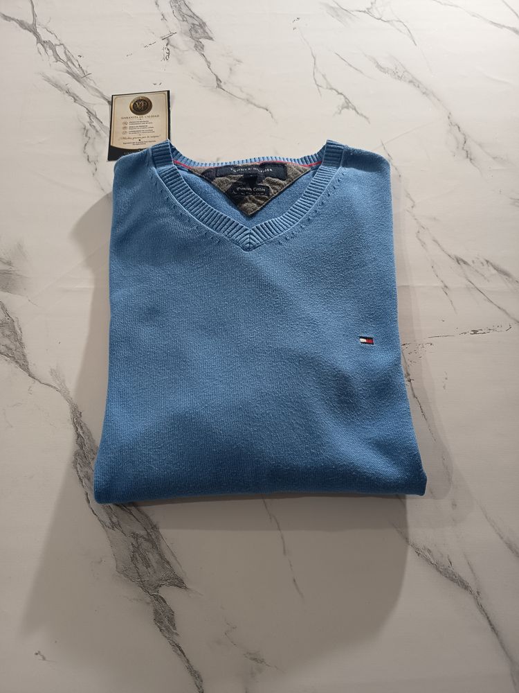 Tommy Hilfiger Blue V-Neck Sweater image 8