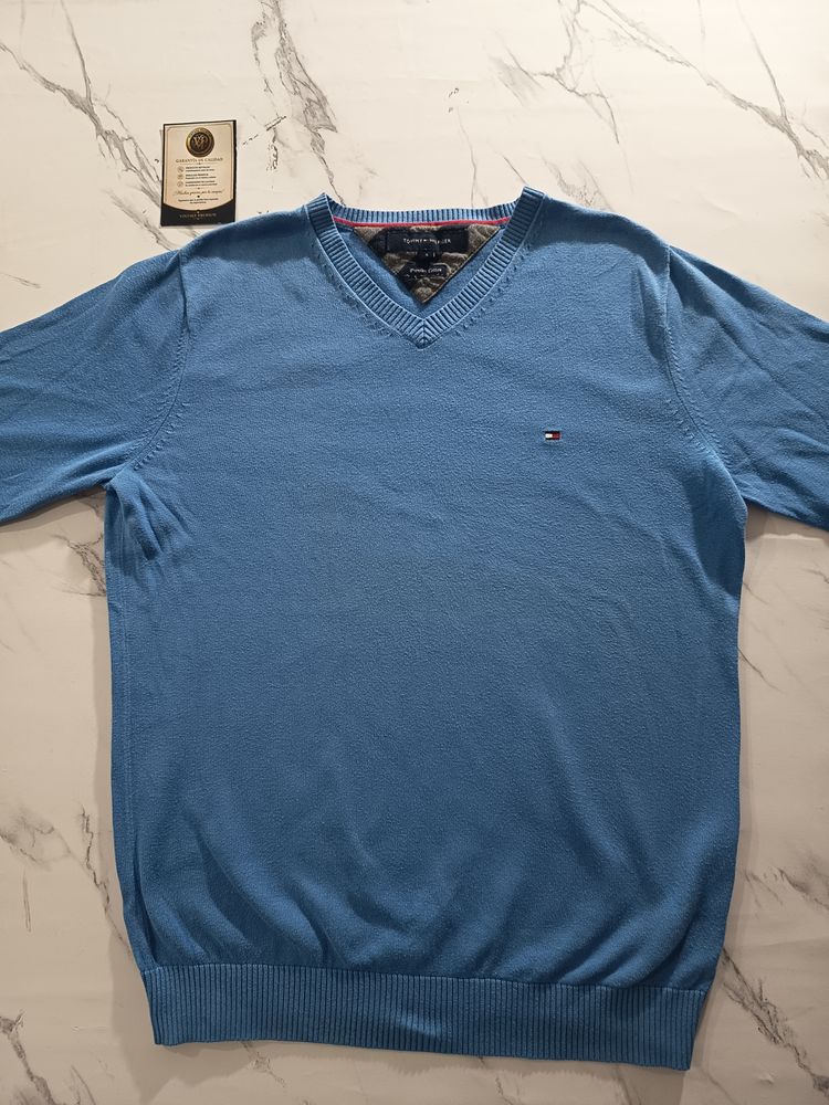 Tommy Hilfiger Blue V-Neck Sweater image 1