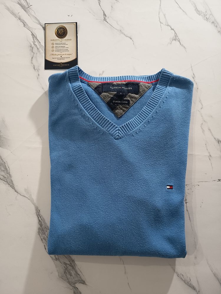 Tommy Hilfiger Blue V-Neck Sweater image 7