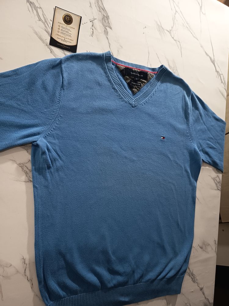 Tommy Hilfiger Blue V-Neck Sweater image 3