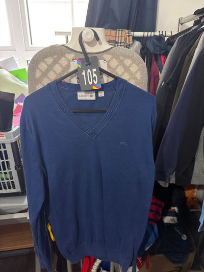 105 - Lacoste Blue V-Neck Sweater