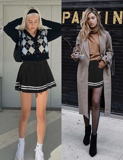 Other Black Pleated Skirt With White Stripes product image