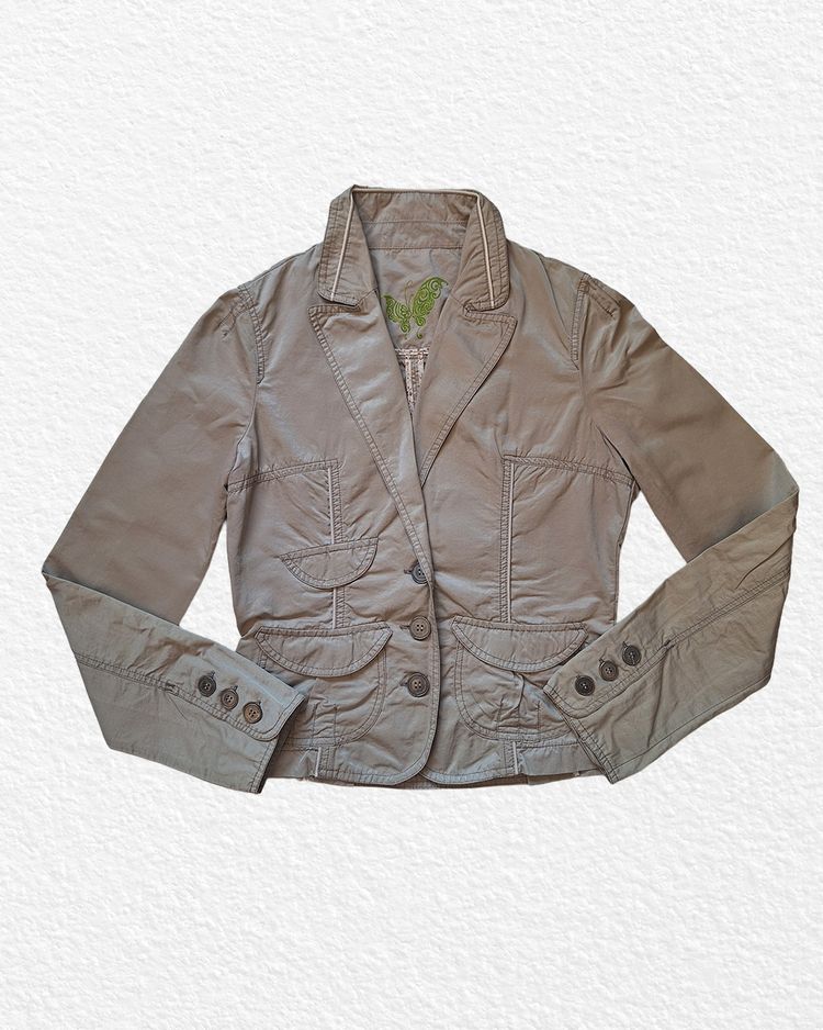 Grey/Khaki Casual Blazer Jacket