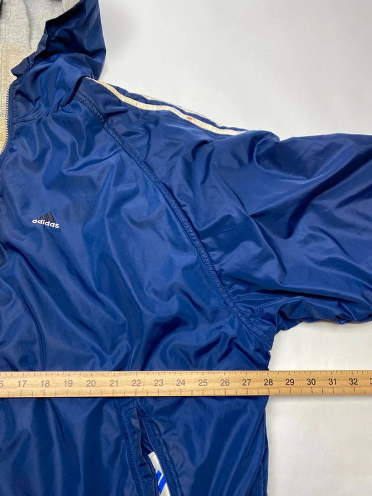 Adidas Vintage Blue Hooded Windbreaker Jacket (Men’s XXL) obraz 12