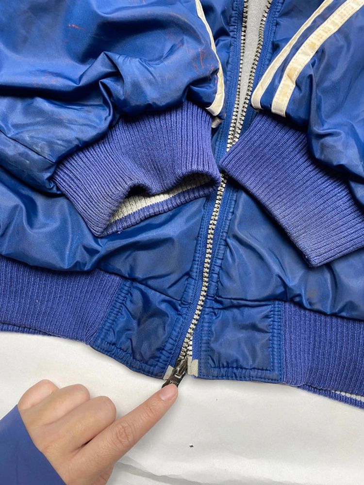 Adidas Vintage Blue Hooded Windbreaker Jacket (Men’s XXL) obraz 3