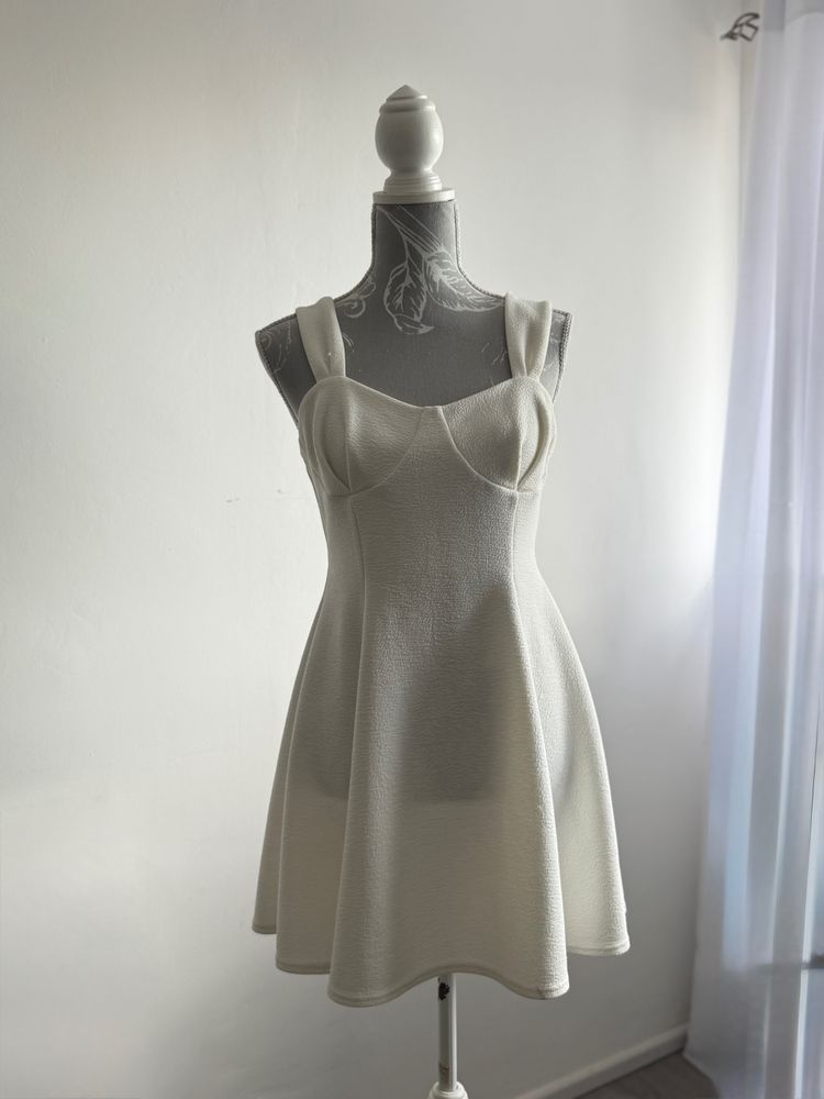 Asos White Textured Sleeveless Dress