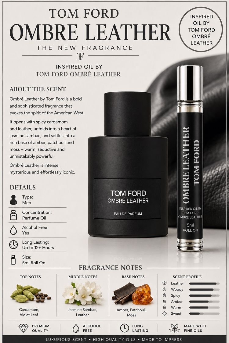 5 MLS oil perfume inspired by  Tom Ford Ombre Leather Eau De Parfum Roll On