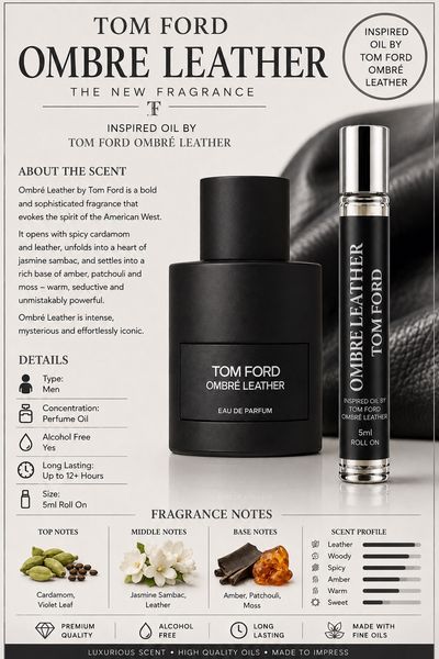 5 MLS oil perfume inspired by Tom Ford Ombre Leather Eau De Parfum Roll On