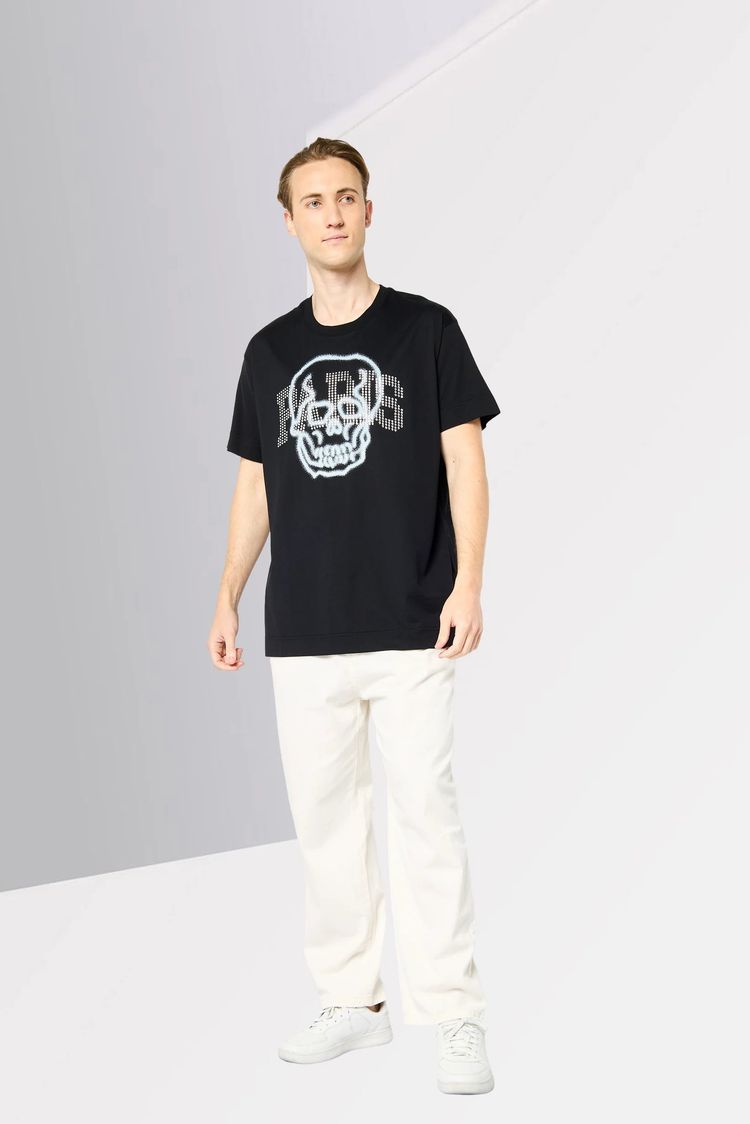 Givenchy Black Embellished Paris Skull Logo Oversized T-Shirt image 2