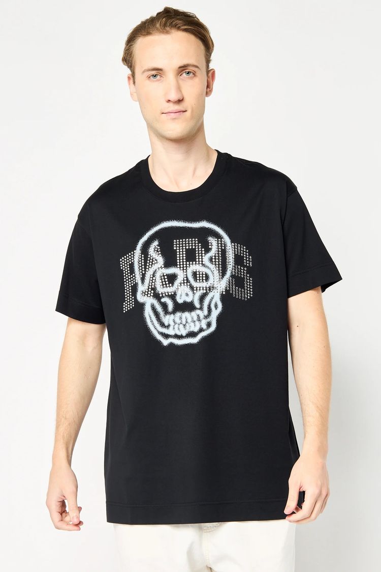 Givenchy Black Embellished Paris Skull Logo Oversized T-Shirt image 4