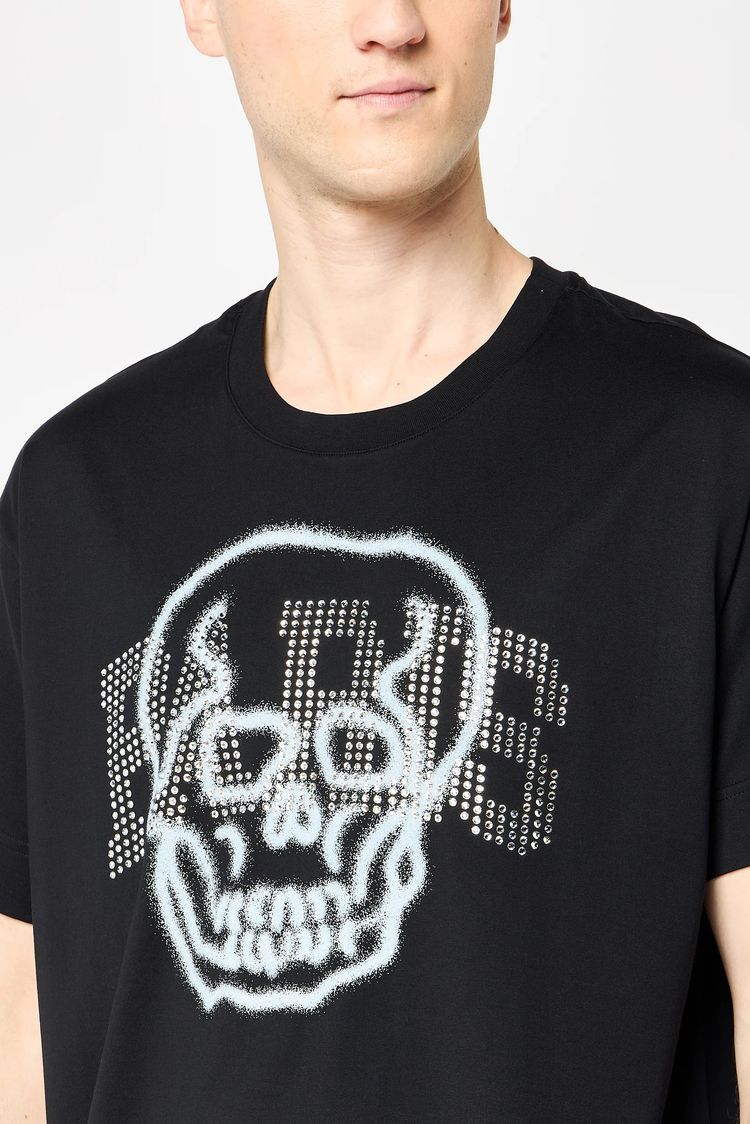 Givenchy Black Embellished Paris Skull Logo Oversized T-Shirt image 7