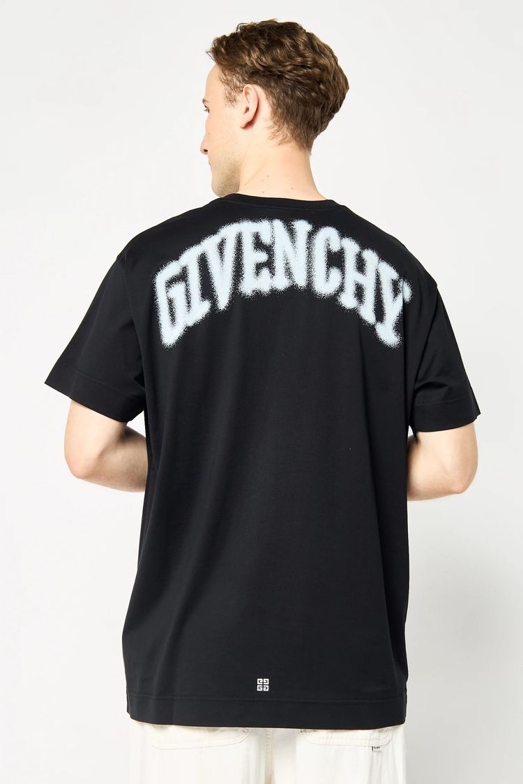 Givenchy Black Embellished Paris Skull Logo Oversized T-Shirt image 8