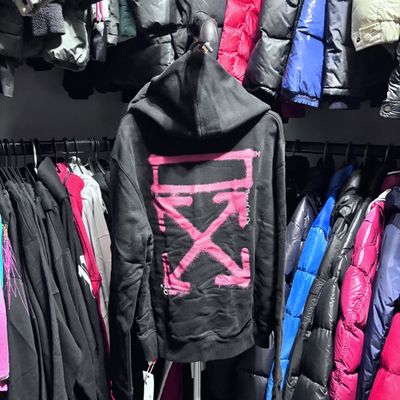NEW IN PACKING Off-White Black Hoodie With Pink Logo