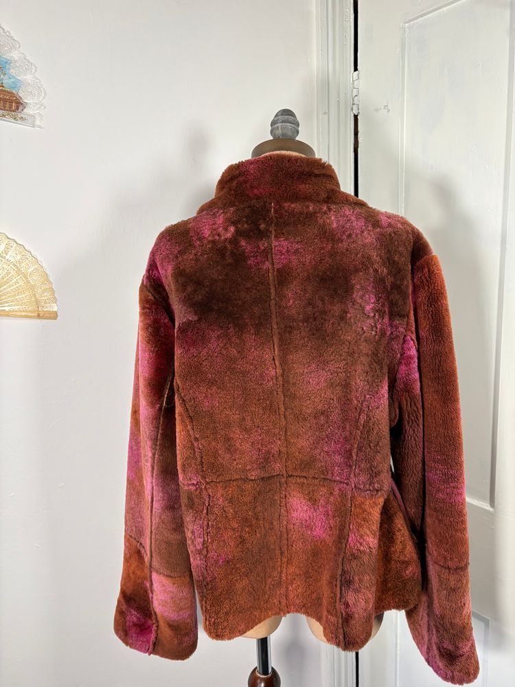 Vintage Y2K Brown And Pink sheepskin Jacket obraz 4