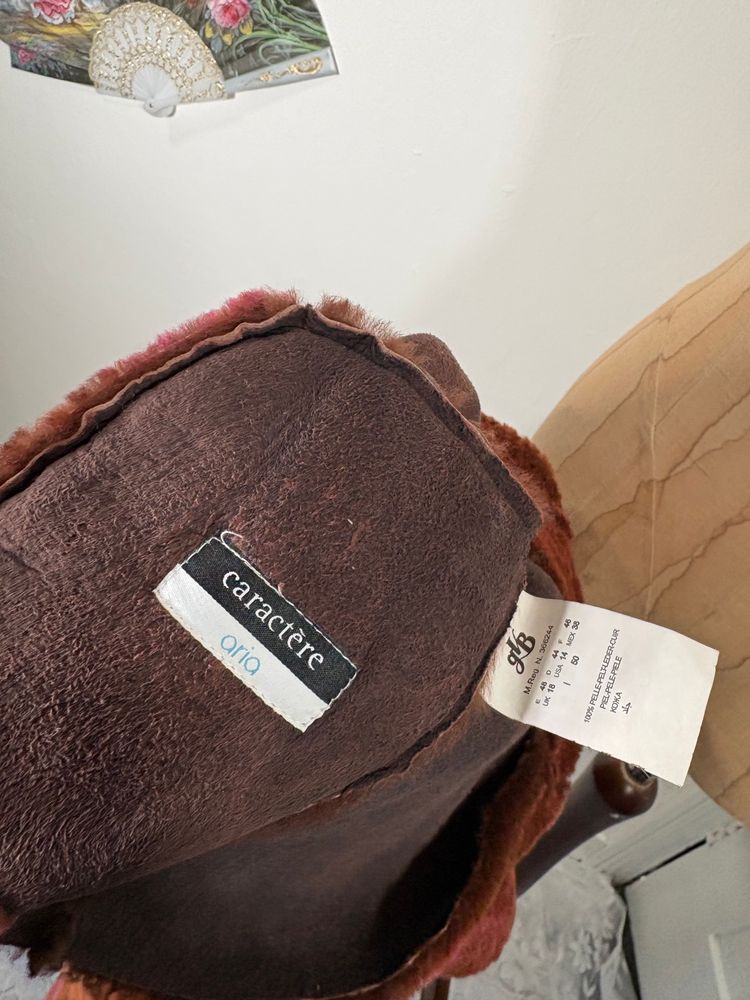 Vintage Y2K Brown And Pink sheepskin Jacket obraz 5