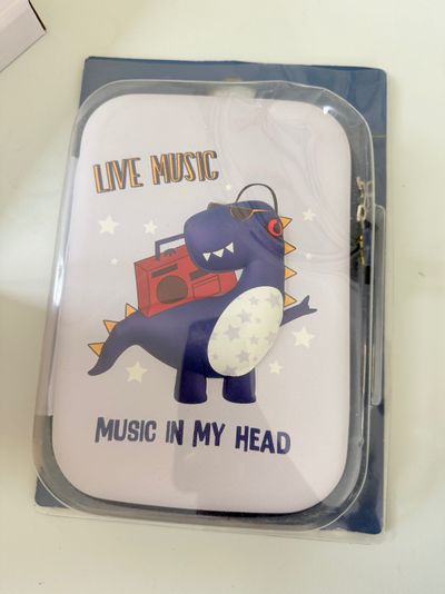 White Pouch With Dinosaur Music Print pencil case