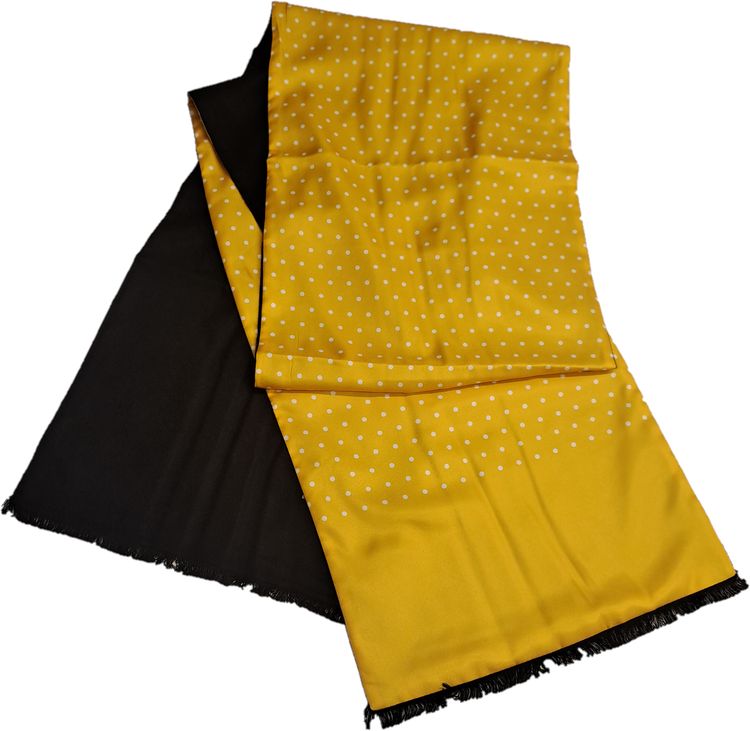 Mazeys Mens Classic Retro Mod Mod Tassled Scarf Yellow Polka Dot image 1