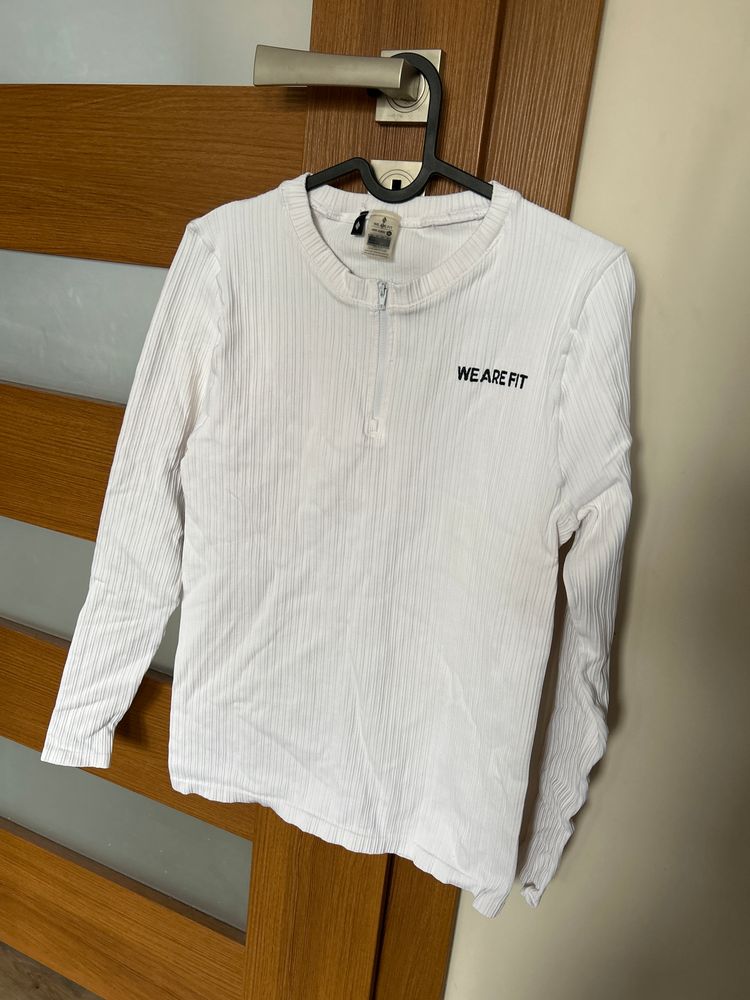 We are fit M 38 White Long Sleeve Ribbed Top With Zipper