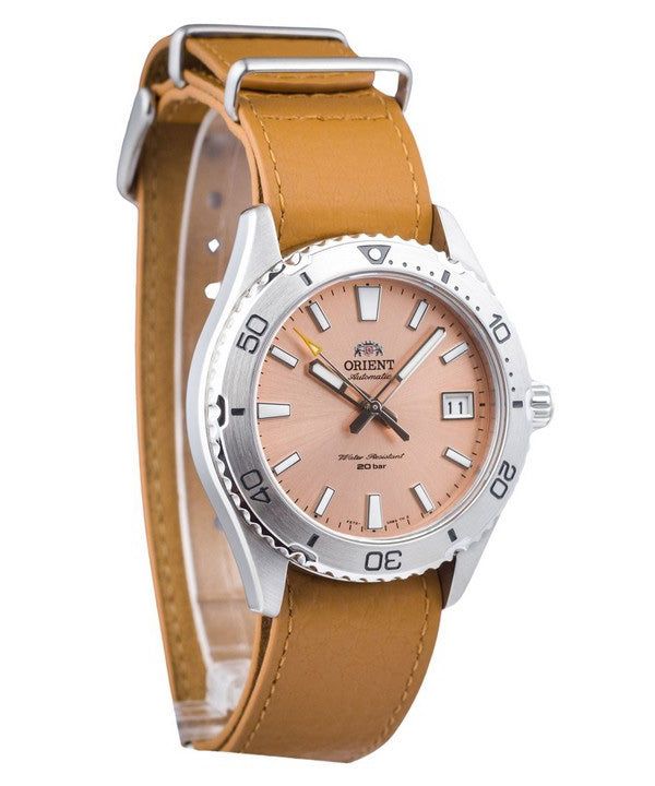 Orient Sports Leather Strap Apricot Dial Automatic Diver's RA-AC0Q05P10B RA-AC0Q05P30B 200M Men's Watch 3