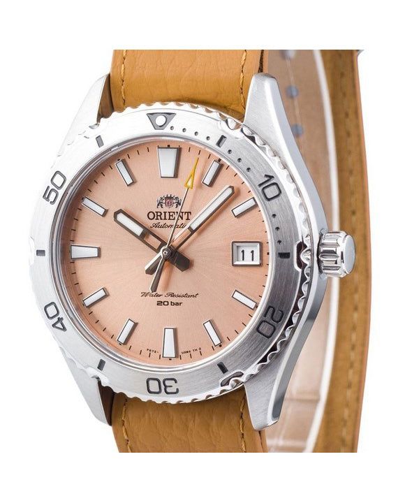 Orient Sports Leather Strap Apricot Dial Automatic Diver's RA-AC0Q05P10B RA-AC0Q05P30B 200M Men's Watch 2