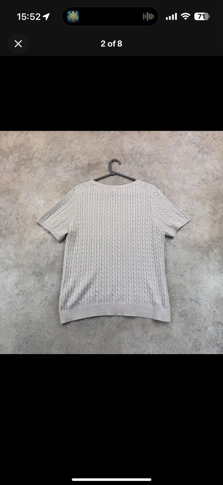 Tommy Hilfiger Short Sleeve Cable Knit Jumper Cream Stone Beige Cotton L Large imagen 2