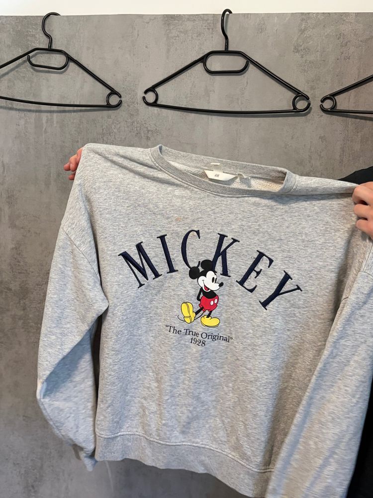 Grey Sweatshirt With Mickey Mouse Print