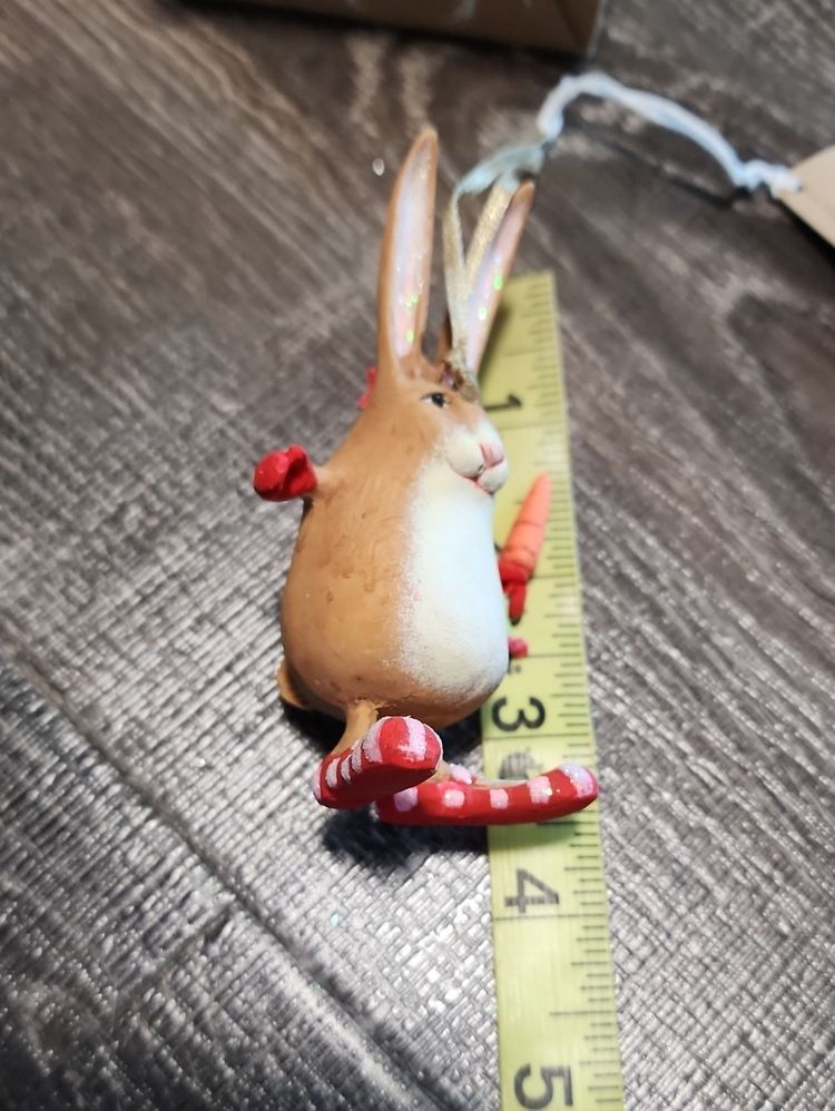 Rabbit Ornament With Carrot And Red Gloves image 1