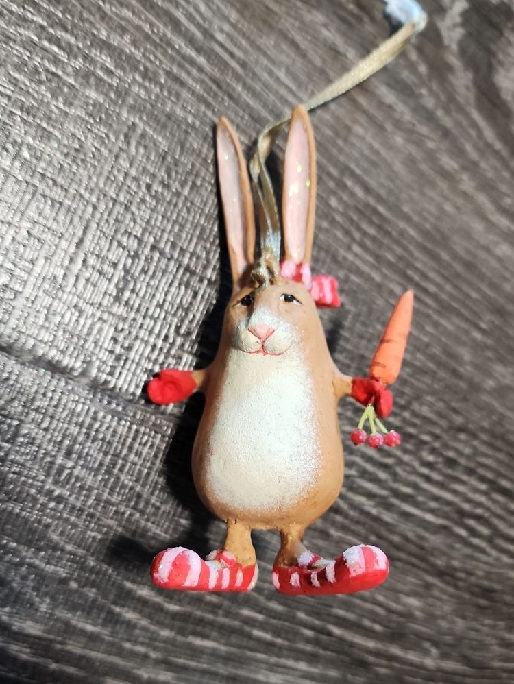 Rabbit Ornament With Carrot And Red Gloves image 2