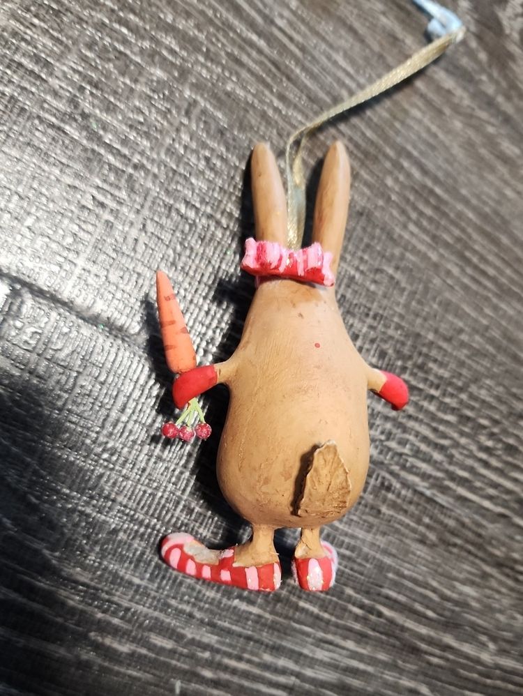 Rabbit Ornament With Carrot And Red Gloves image 3