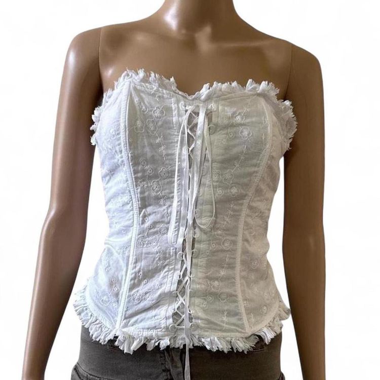 Other Y2K White Strapless Corset Top size M product image