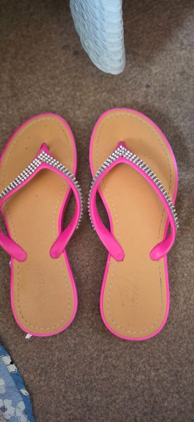 Pink Rhinestone Flip Flop Sandals