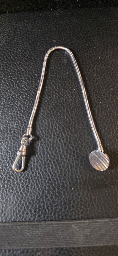 Silver-Tone tie clip With Striped Circular Charm