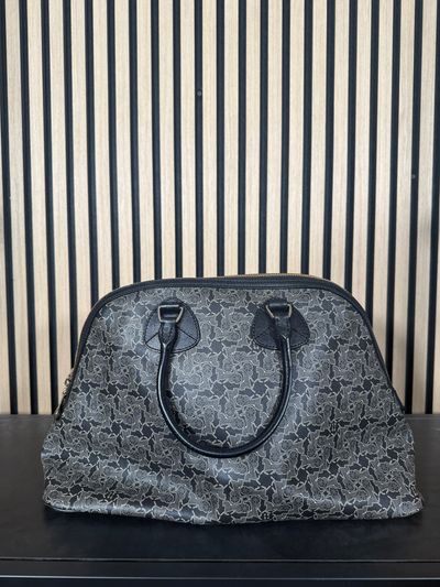 B85 CELINE Sulky Logo Mini Boston Bag PVC Leather Black
