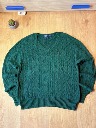 Polo By Ralph Lauren Green Cable Knit Sweater