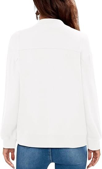 White Zip-Up Bomber Jacket image 4