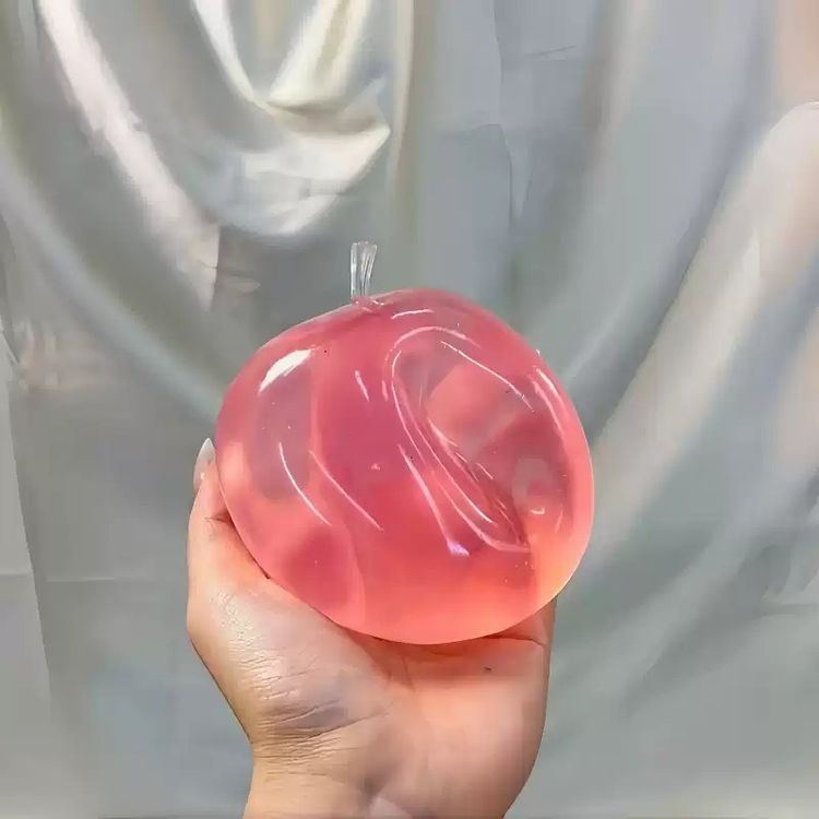 Pink Translucent Squishy Apple Toy image 1