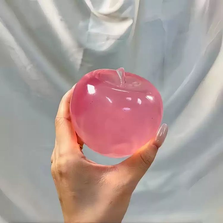 Pink Translucent Squishy Apple Toy image 3