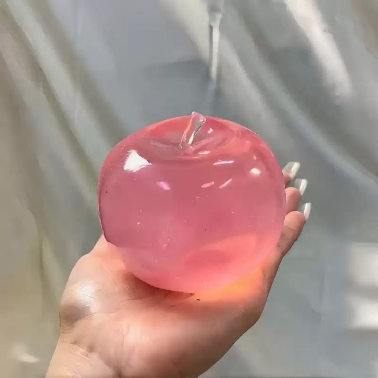 Pink Translucent Squishy Apple Toy image 2