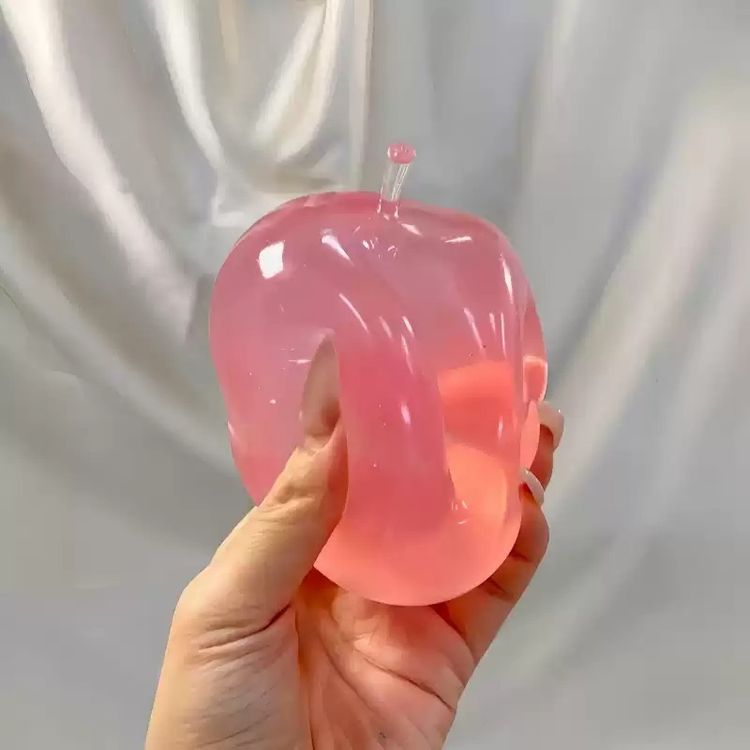 Pink Translucent Squishy Apple Toy image 4