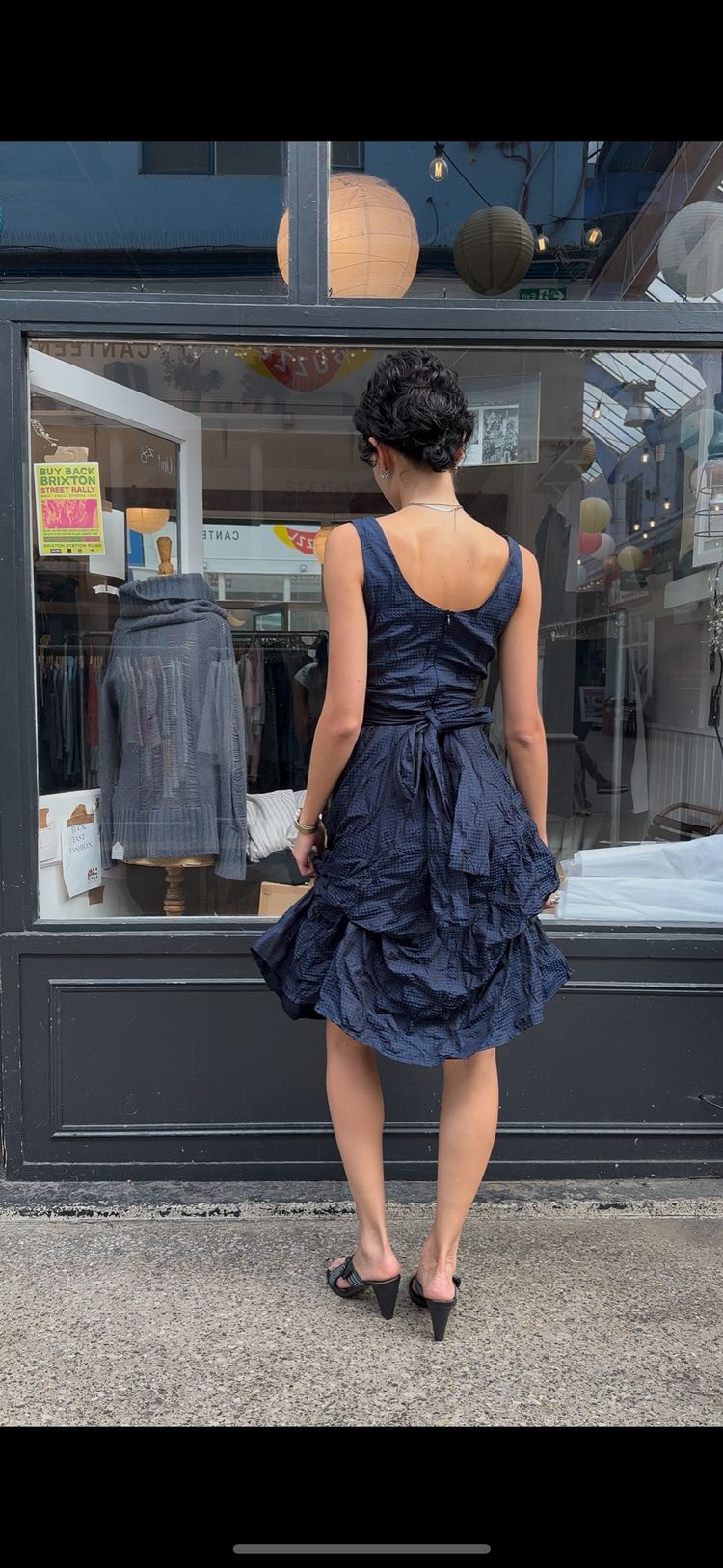 Navy checkered dress image 4