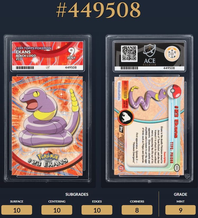 ACE 9 EKANS 1999 Topps Pokemon VINTAGE