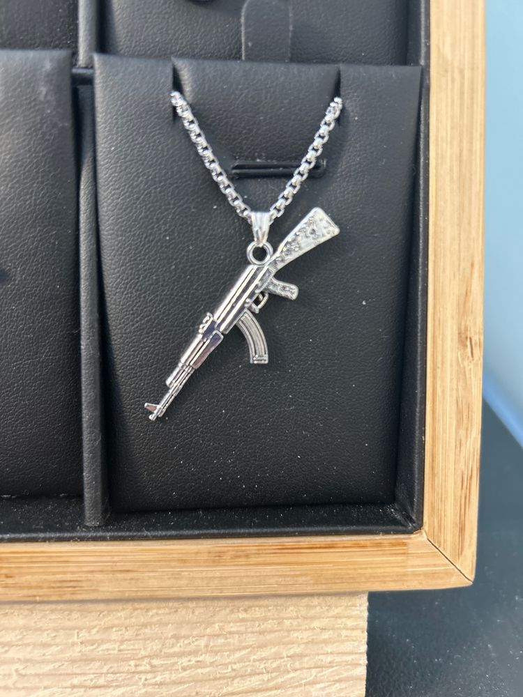 Silver Gun Pendant Necklace