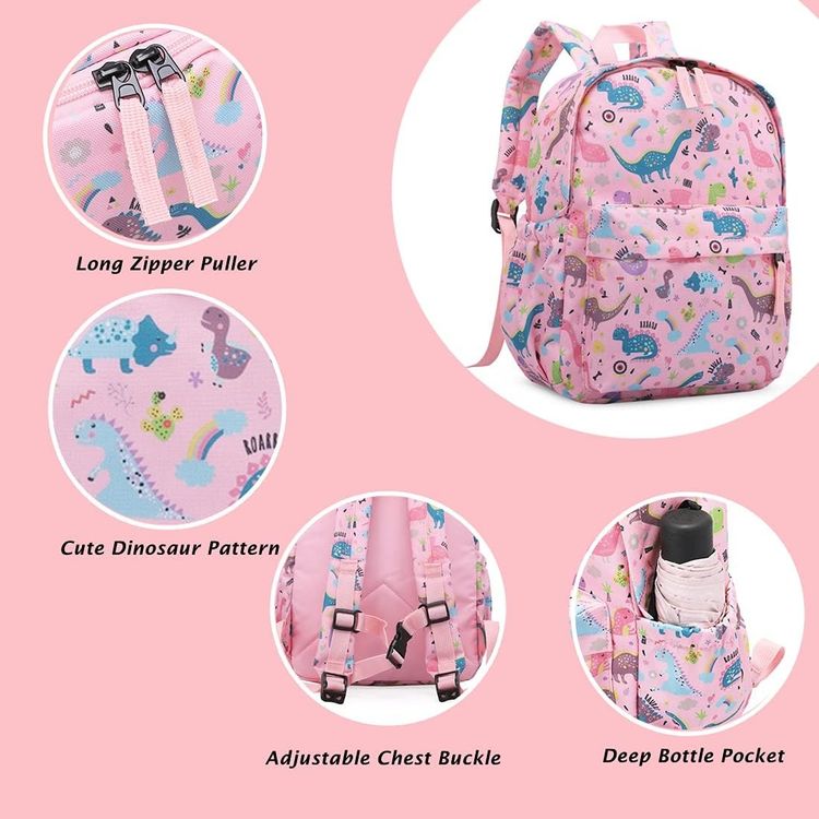 Pink Dinosaur Pattern Backpack imagen 3