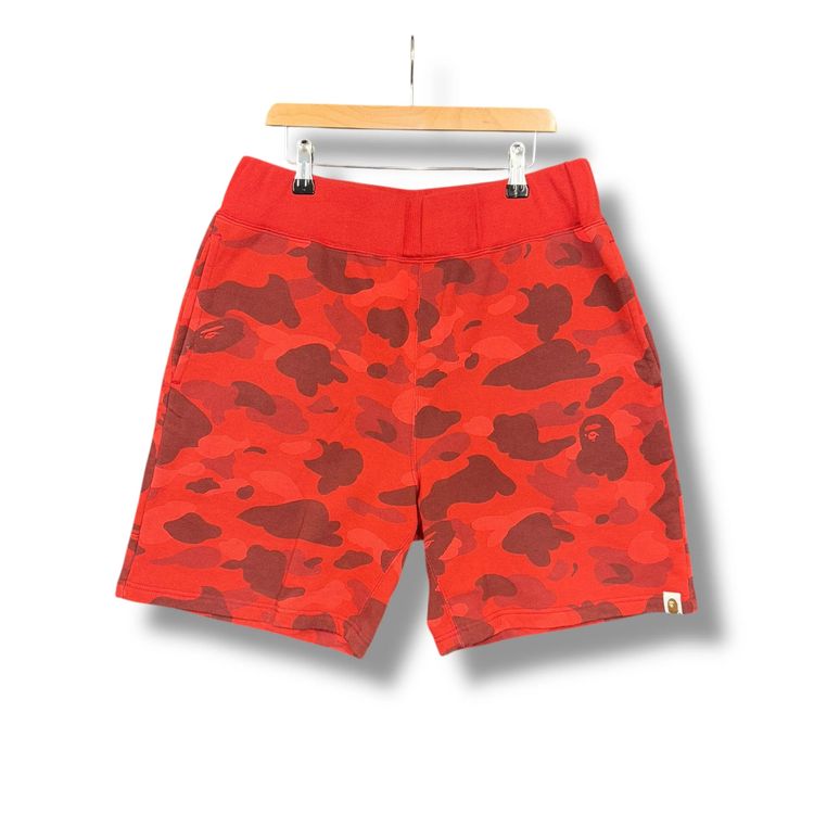 A Bathing Ape red Camo Shorts, medium